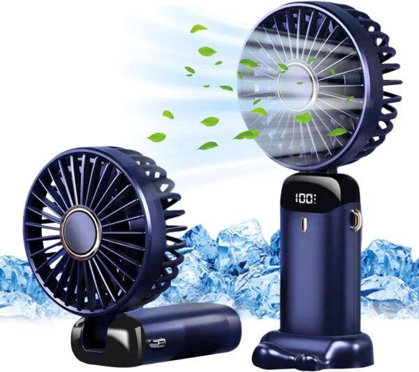 Jsdoin Hand Held Fan,Portable Handheld USB Rechargeable Fans with 5 Speeds,Battery Operated Mini Fan Foldable Desk Desktop Fans with LED Display for Home...