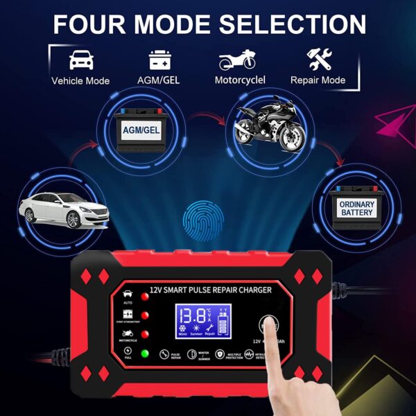 Car Battery Charger 12V 6-Amp Fully Automatic Smart Charger, Trickle Charger and Maintainer, Car Battery Repair and Desulfator for Cars Boat Motorcycle Lawn...